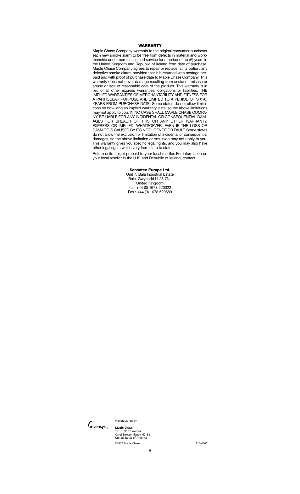 Firex I240C User Manual | Page 8 / 8