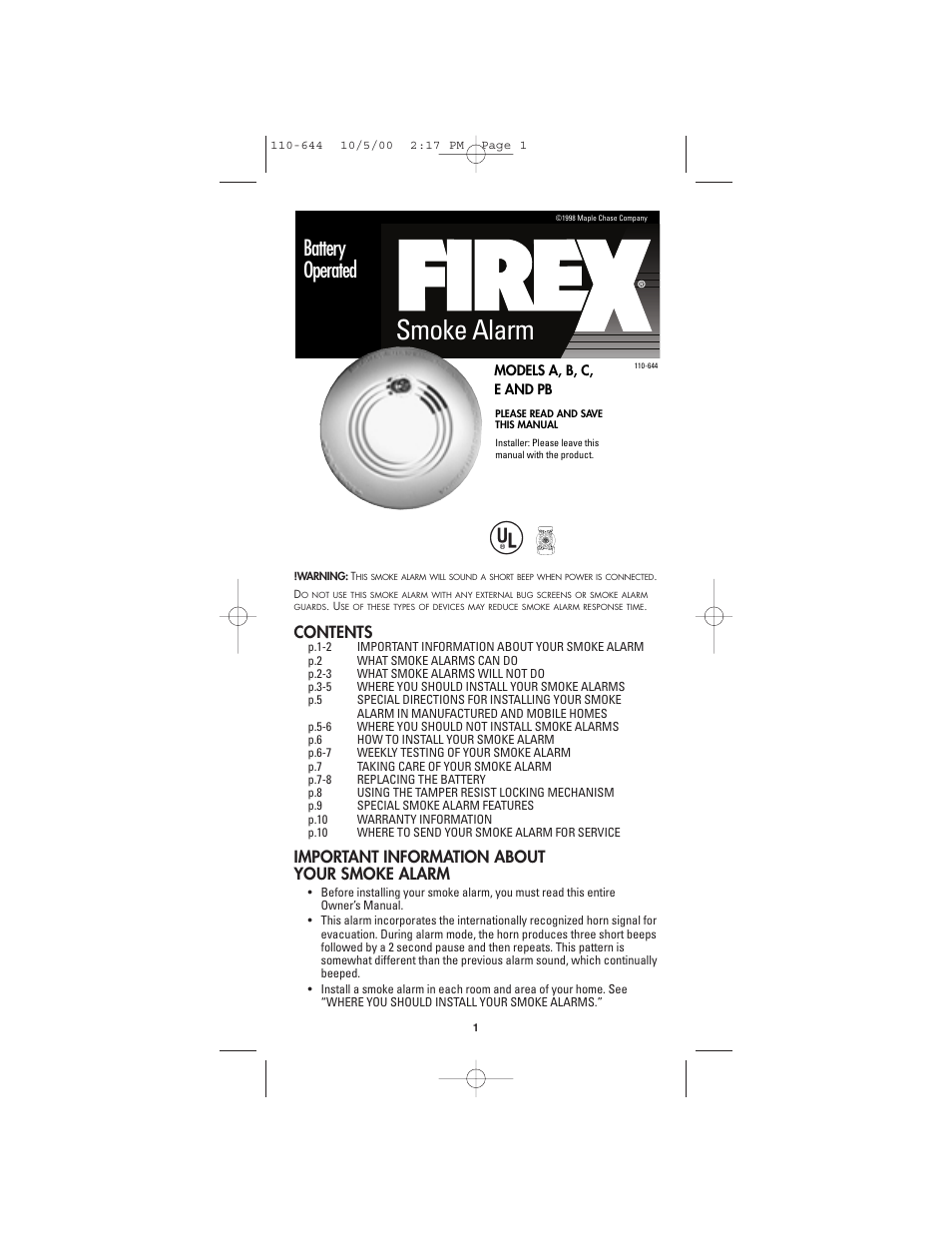 Firex Model C User Manual | 12 pages