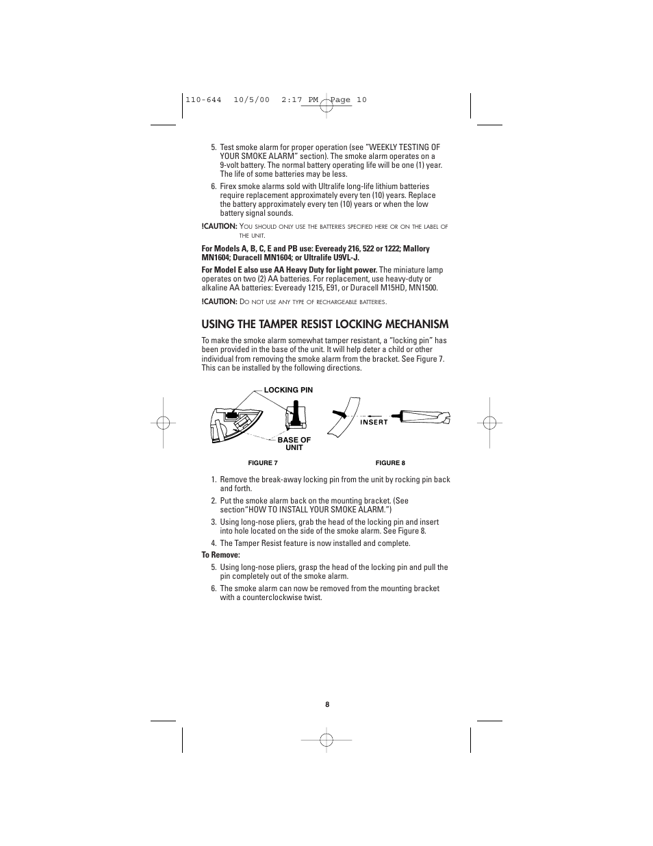 Using the tamper resist locking mechanism | Firex Model C User Manual | Page 10 / 12