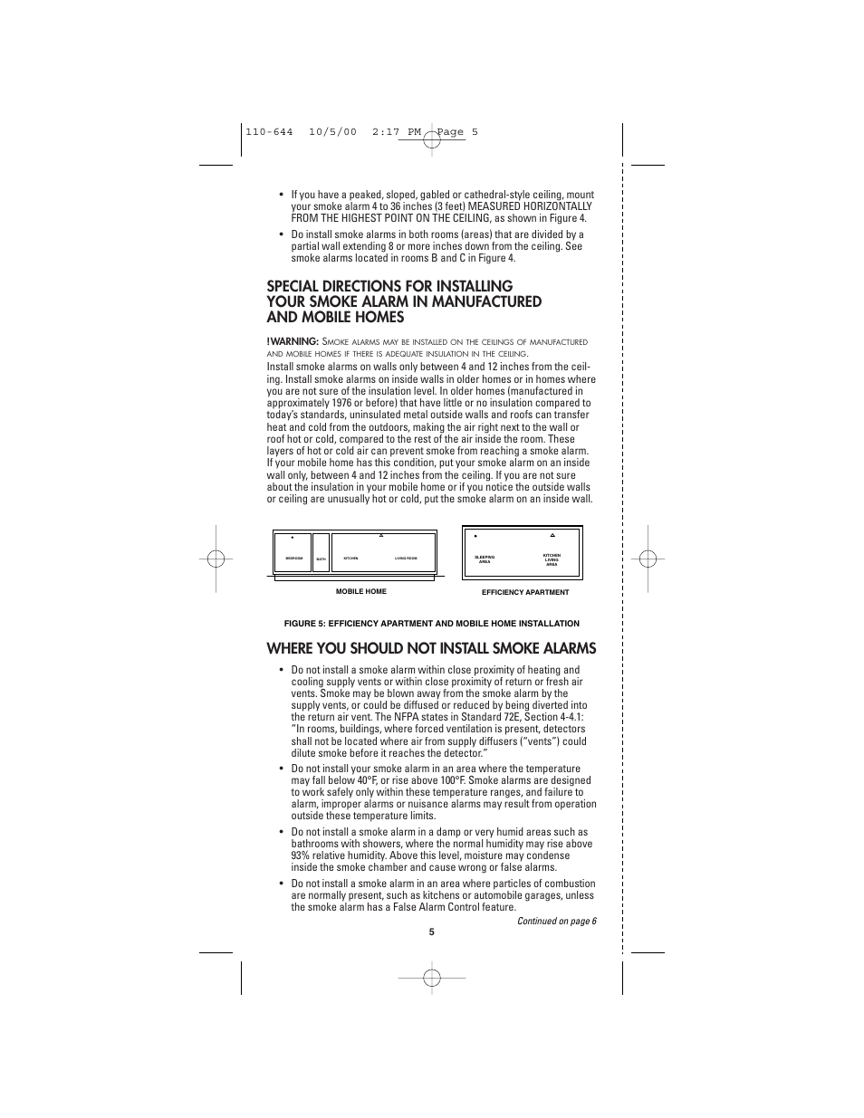 Where you should not install smoke alarms | Firex Model C User Manual | Page 5 / 12