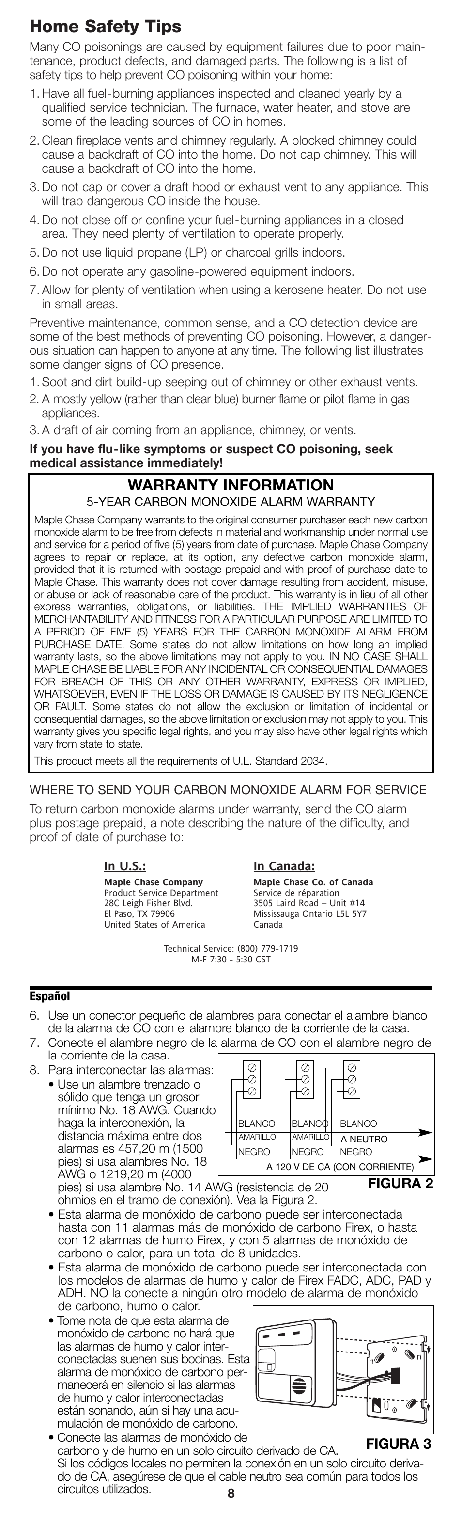 Home safety tips, Warranty information, Figura 2 | Figura 3 | Firex pmn User Manual | Page 8 / 16
