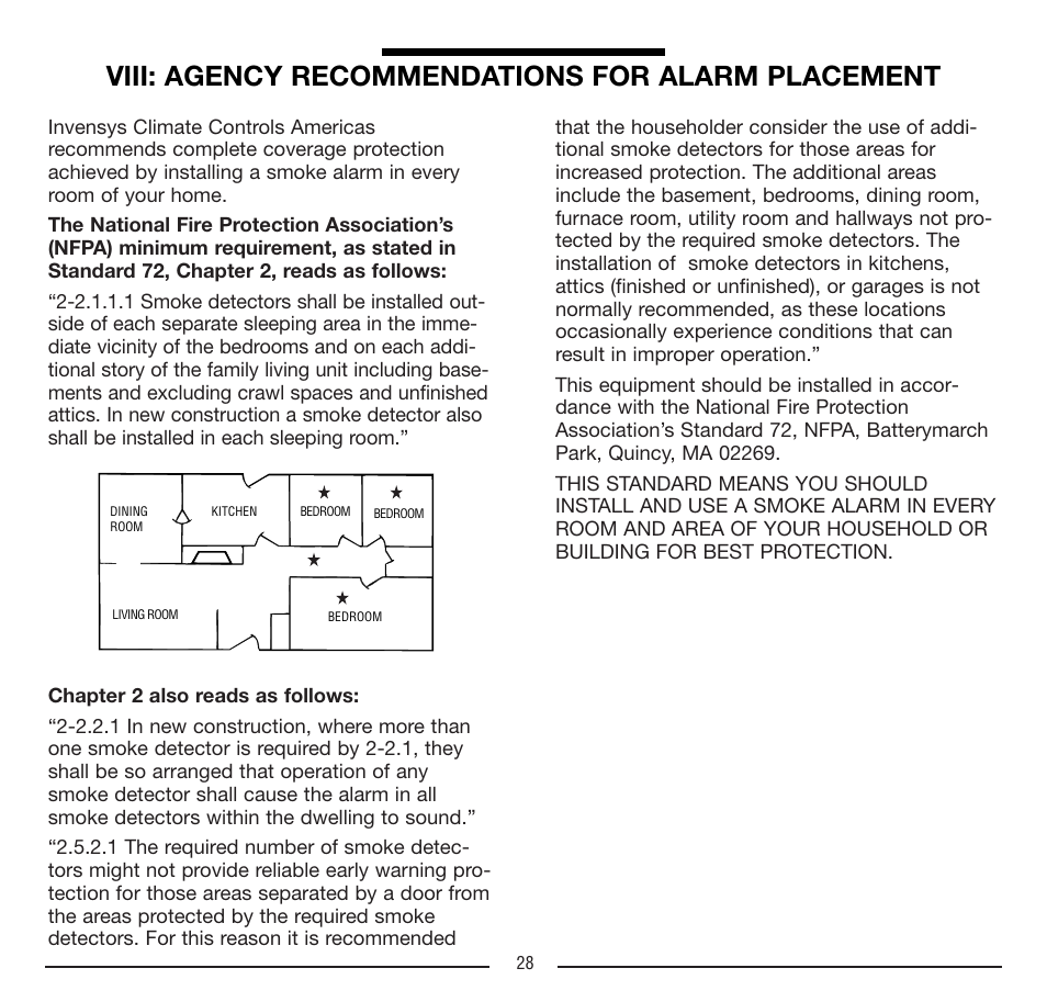 Viii: agency recommendations for alarm placement | Firex FADCQ User Manual | Page 28 / 32