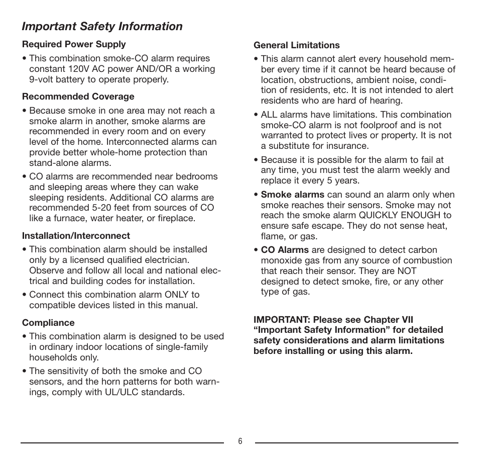 Important safety information | Firex FADCQ User Manual | Page 6 / 32