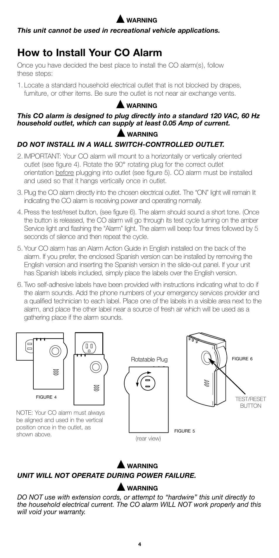 How to install your co alarm | Firex COQ1 User Manual | Page 4 / 8