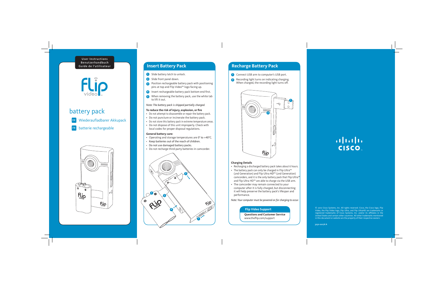 Flip Video battery pack User Manual | 2 pages