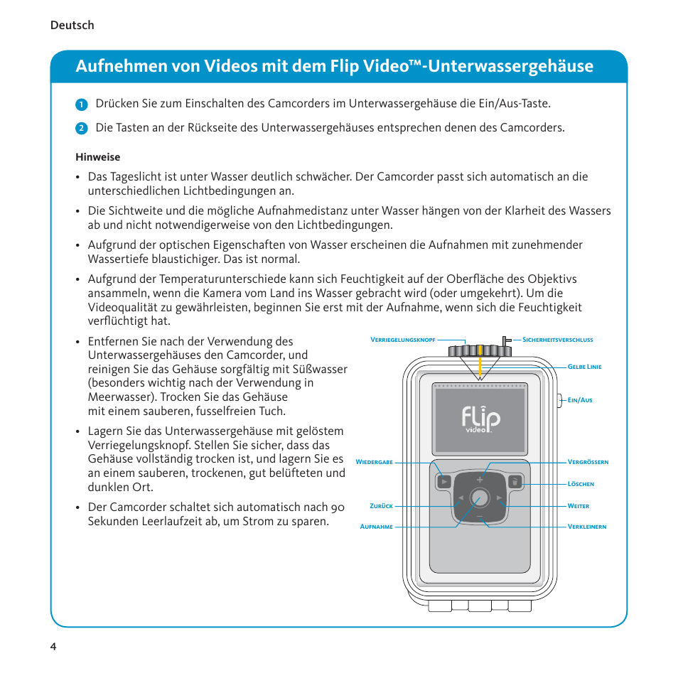 Flip Video Underwater Case User Manual | Page 6 / 12