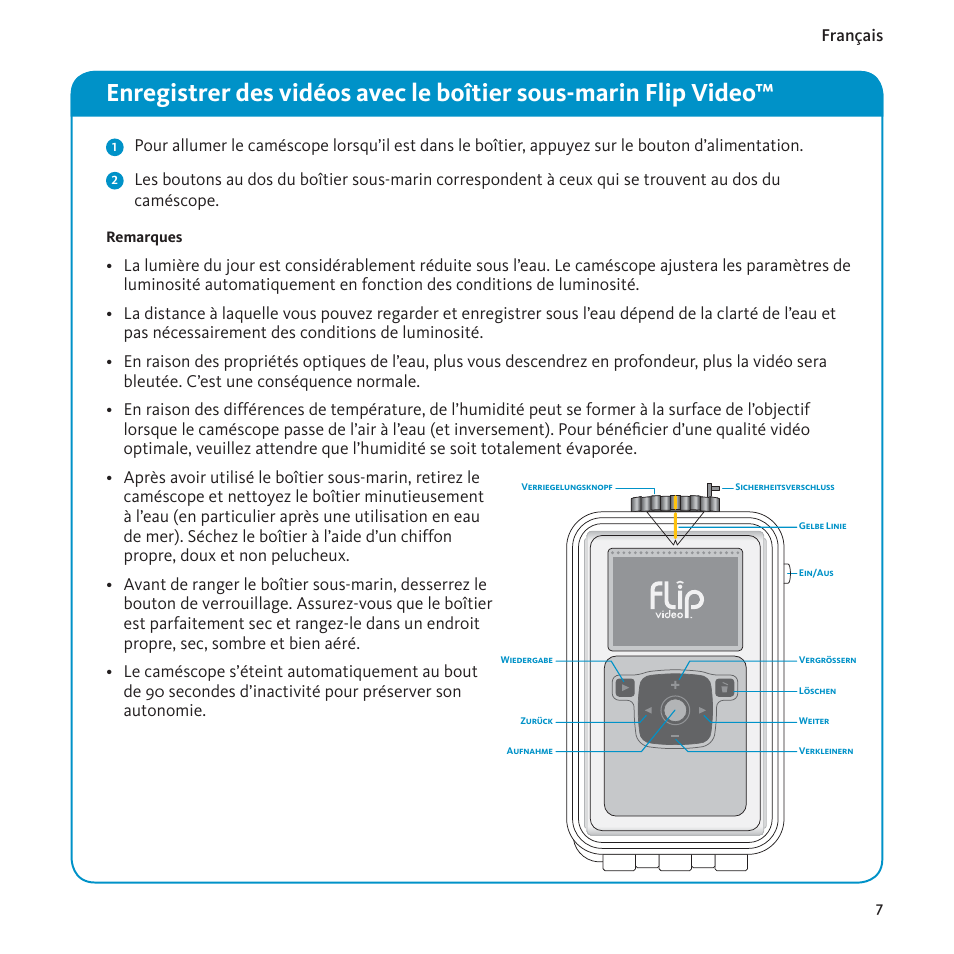 Flip Video Underwater Case User Manual | Page 9 / 12