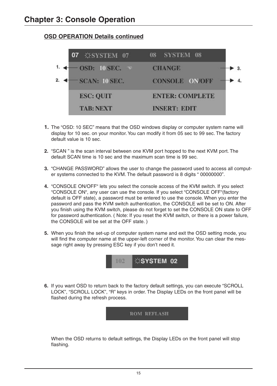 Chapter 3: console operation | Freedom9 KVM-08P User Manual | Page 18 / 24