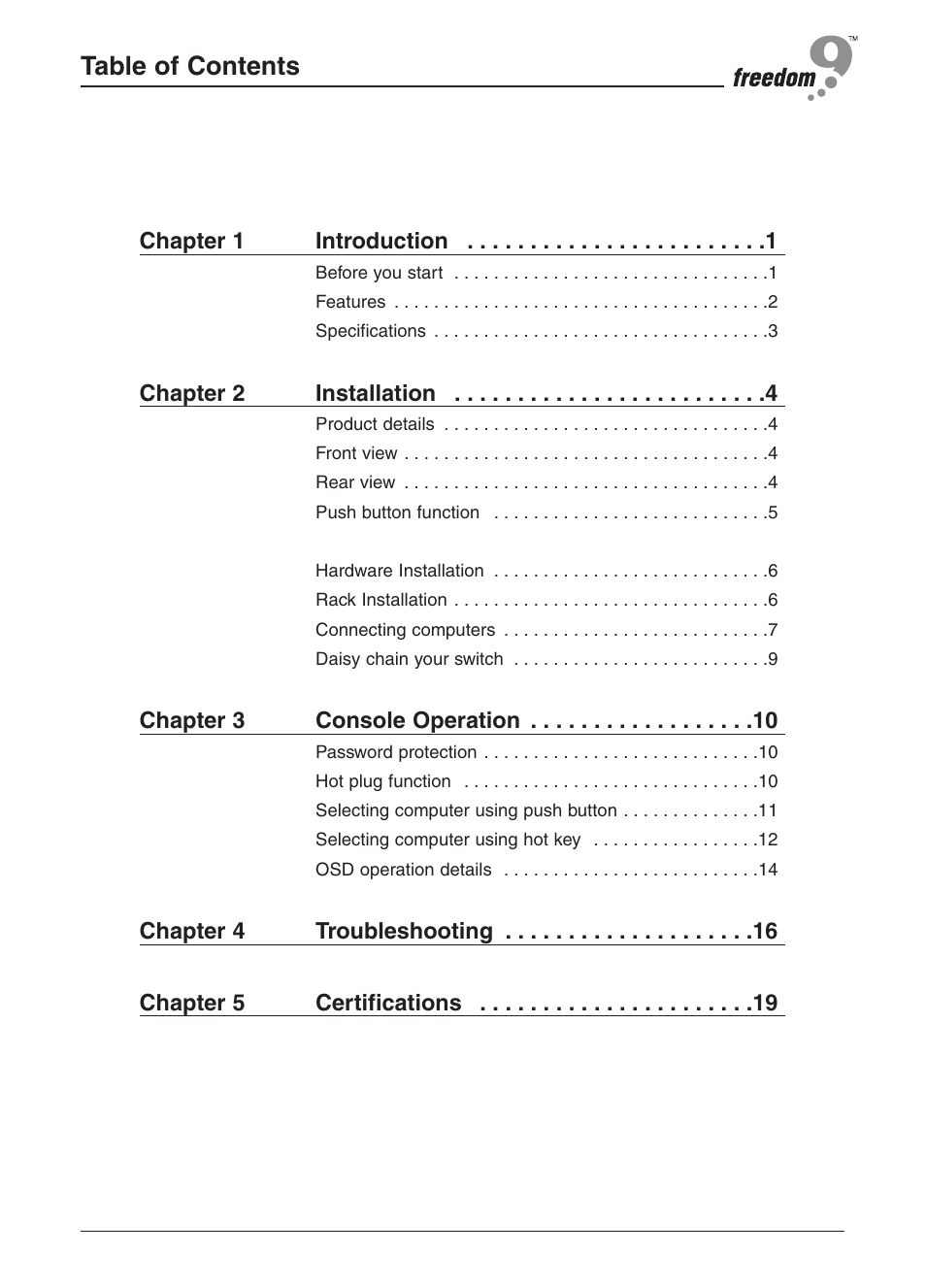 Freedom9 KVM-08P User Manual | Page 3 / 24