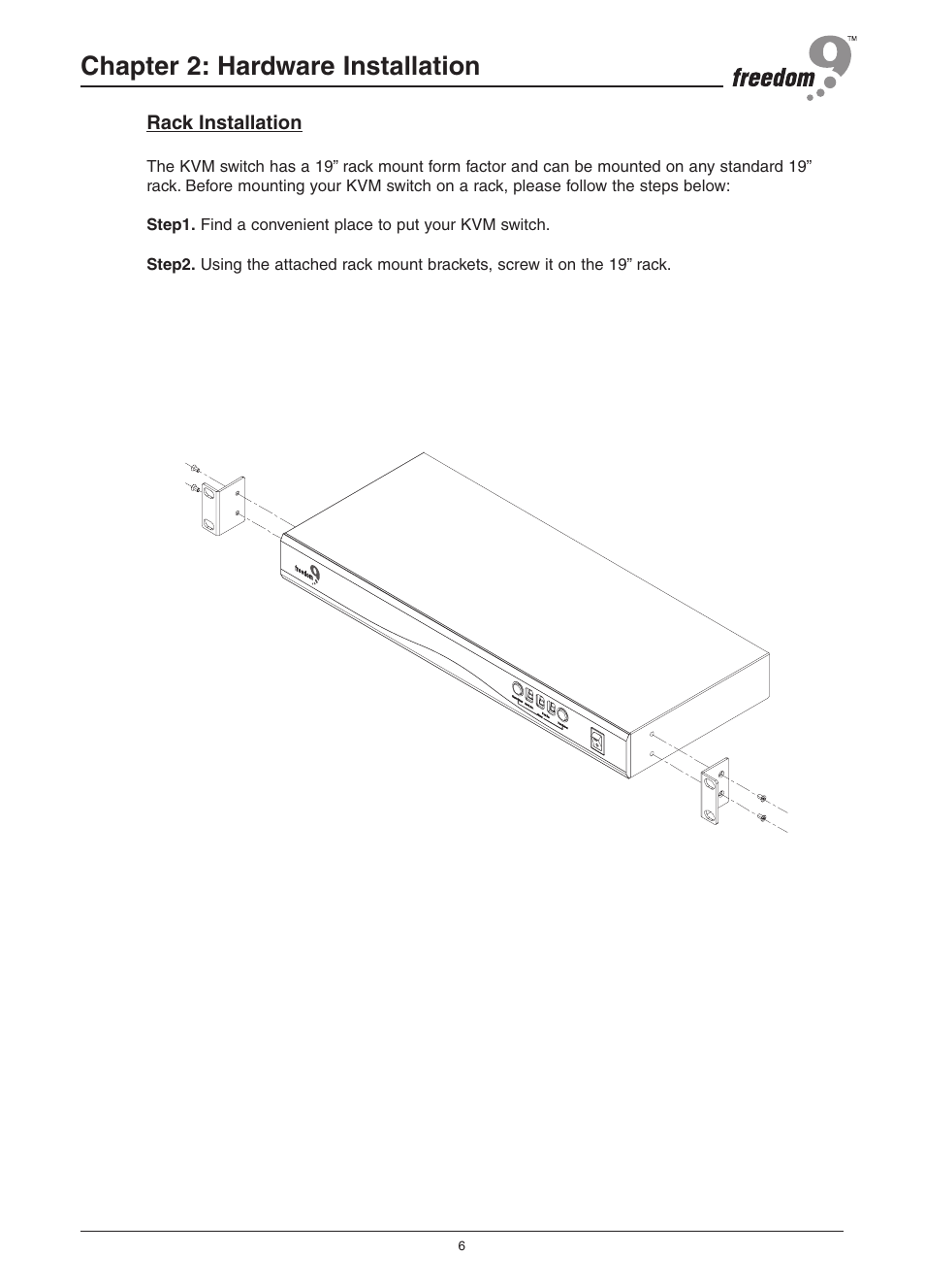 Chapter 2: hardware installation | Freedom9 KVM-08P User Manual | Page 9 / 24