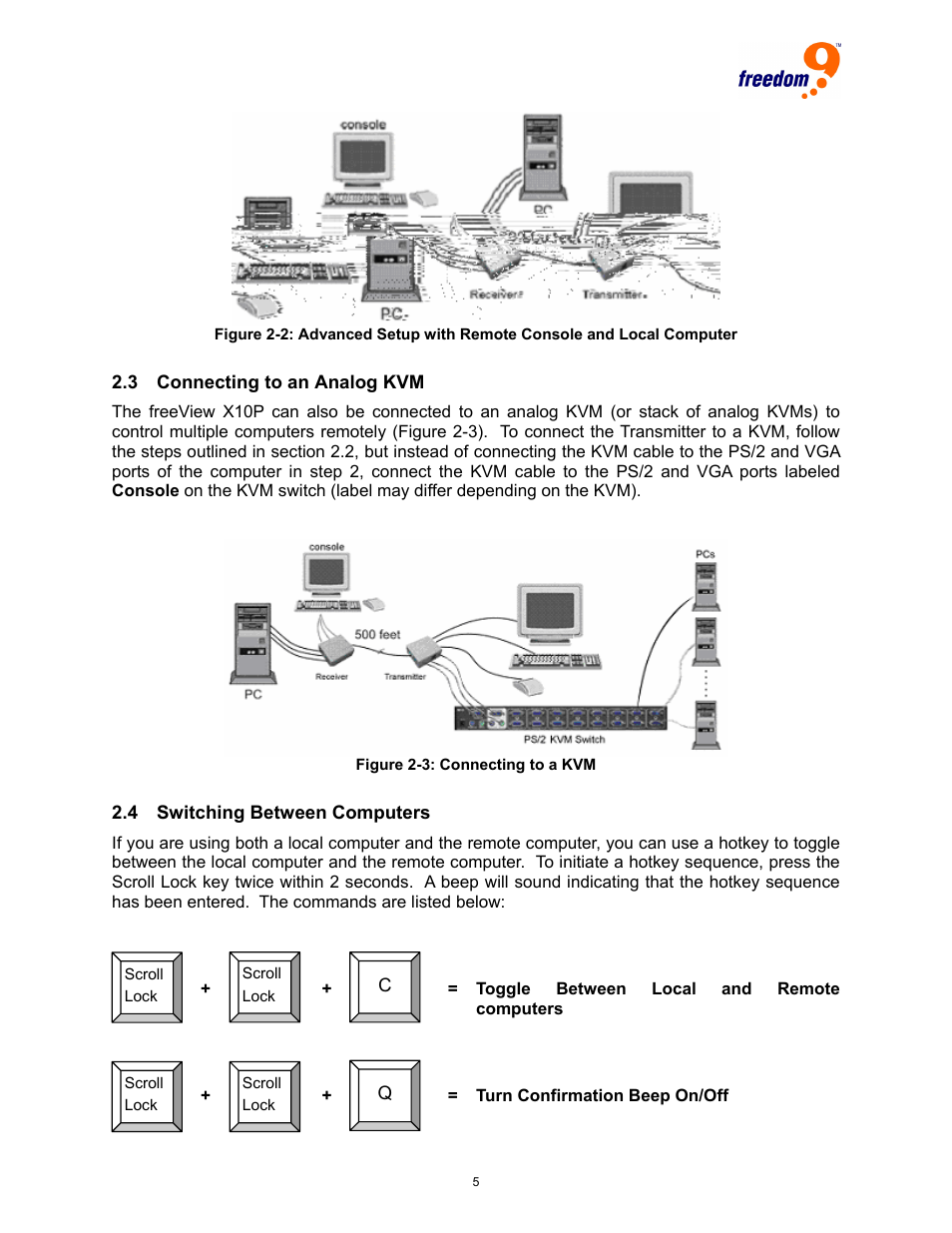 Onnecting to an, Nalog, Witching | Etween, Omputers | Freedom9 X10P User Manual | Page 7 / 9