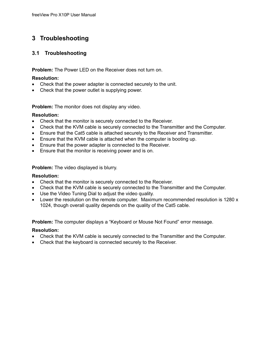 Troubleshooting, Roubleshooting, 3 troubleshooting | Freedom9 X10P User Manual | Page 8 / 9