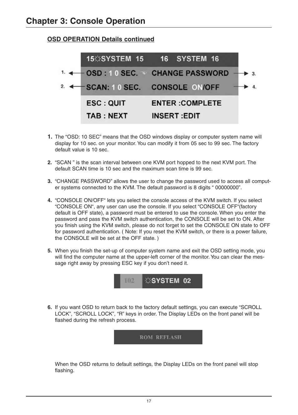 Chapter 3: console operation | Freedom9 KVM-08H User Manual | Page 20 / 24