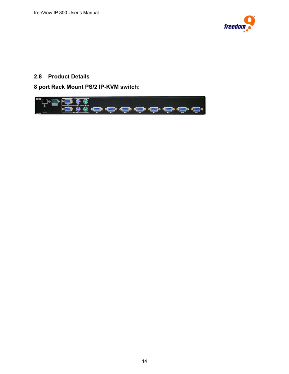 8 product details, Roduct, Etails | Freedom9 IP 800 User Manual | Page 16 / 79