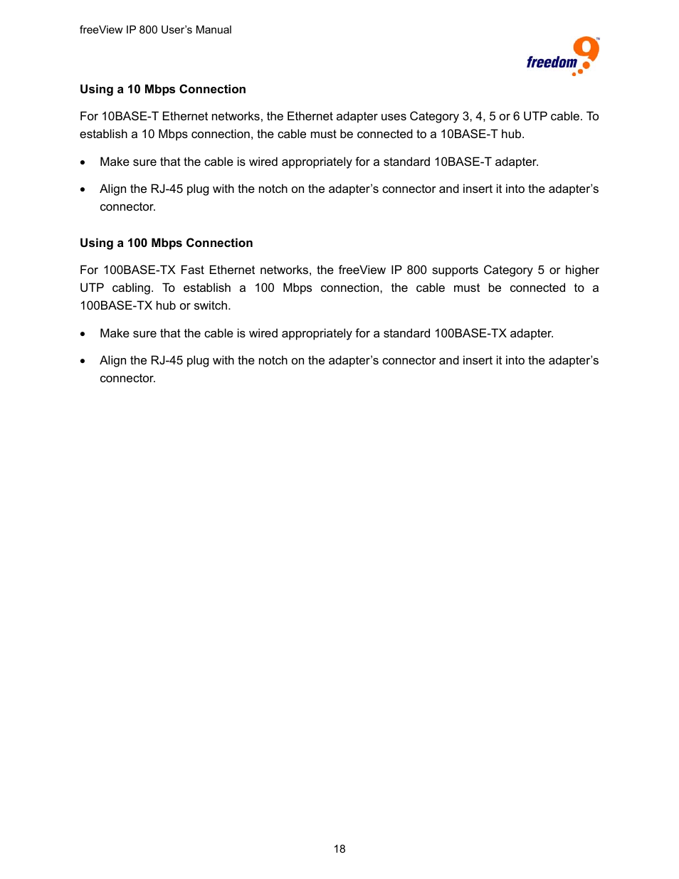 Freedom9 IP 800 User Manual | Page 20 / 79