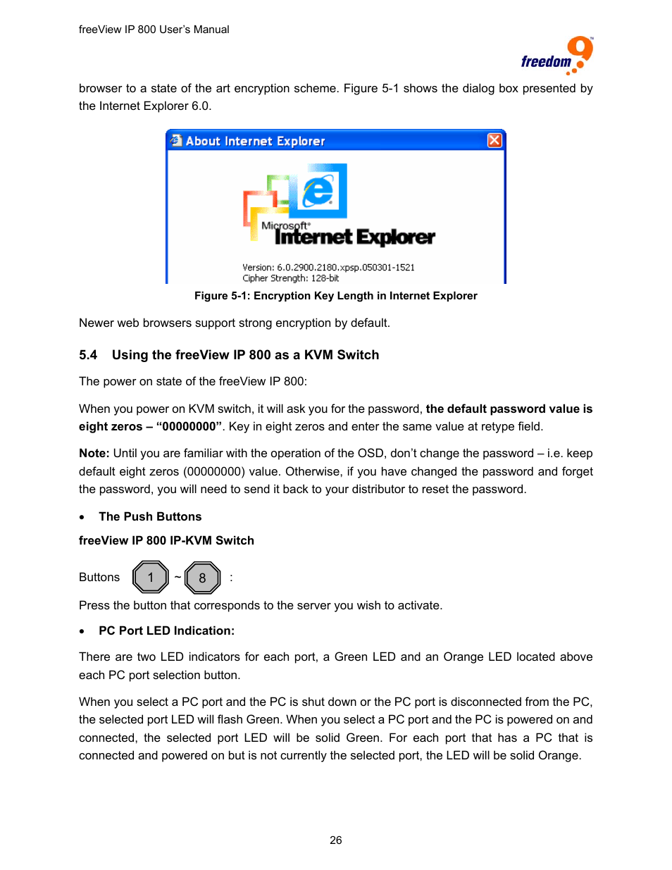 4 using the freeview ip 800 as a kvm switch, Sing the free, As a | Witch | Freedom9 IP 800 User Manual | Page 28 / 79