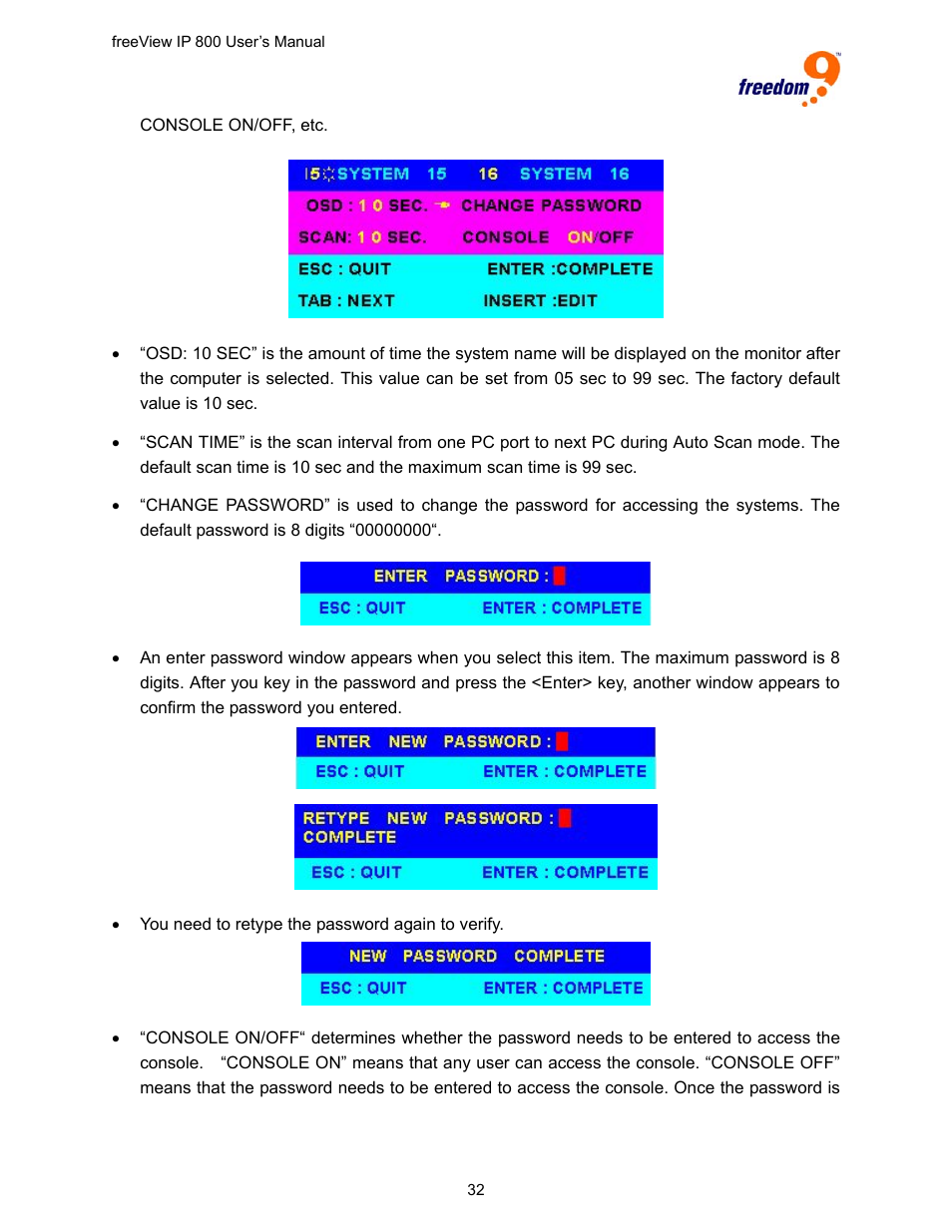 Freedom9 IP 800 User Manual | Page 34 / 79