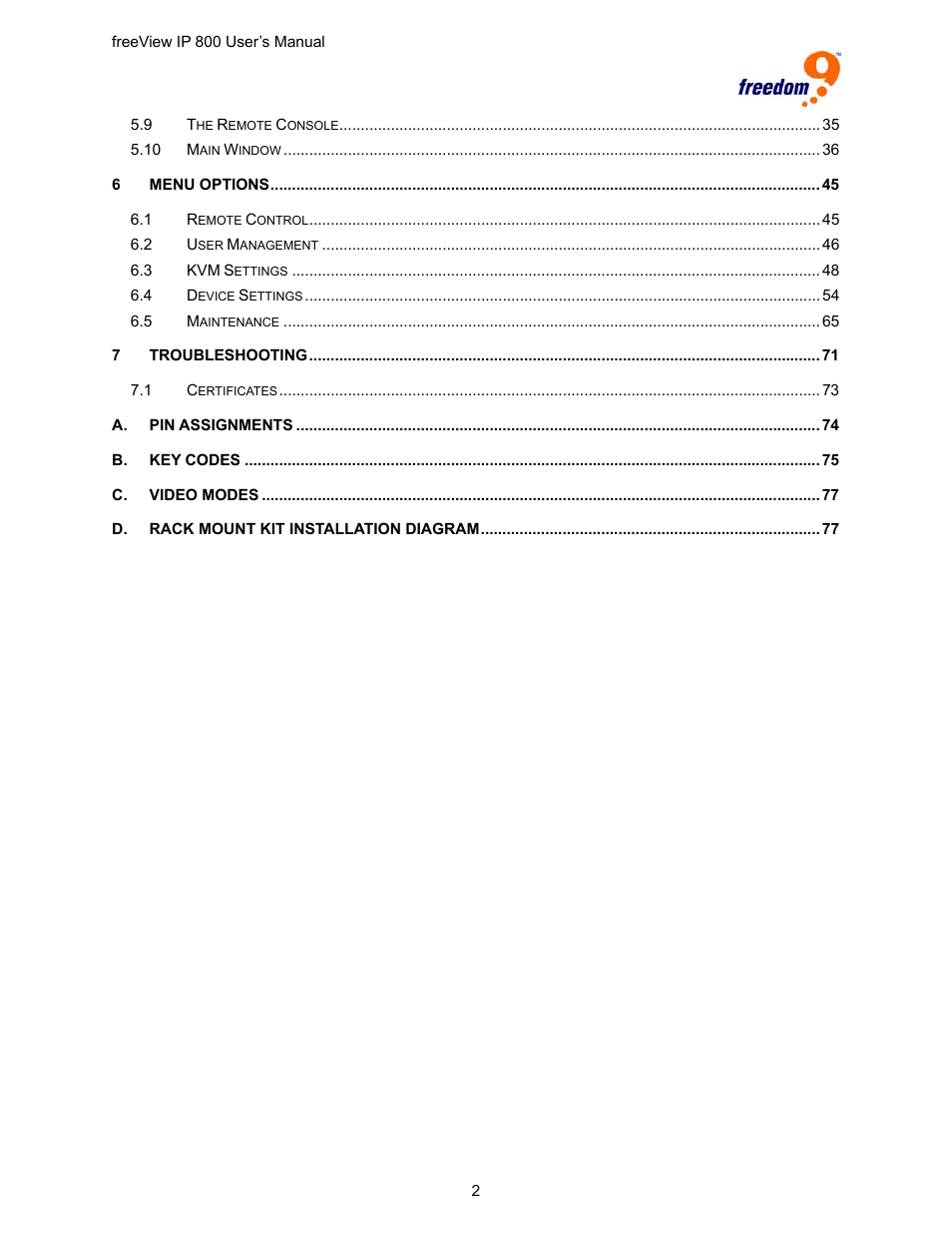 Freedom9 IP 800 User Manual | Page 4 / 79