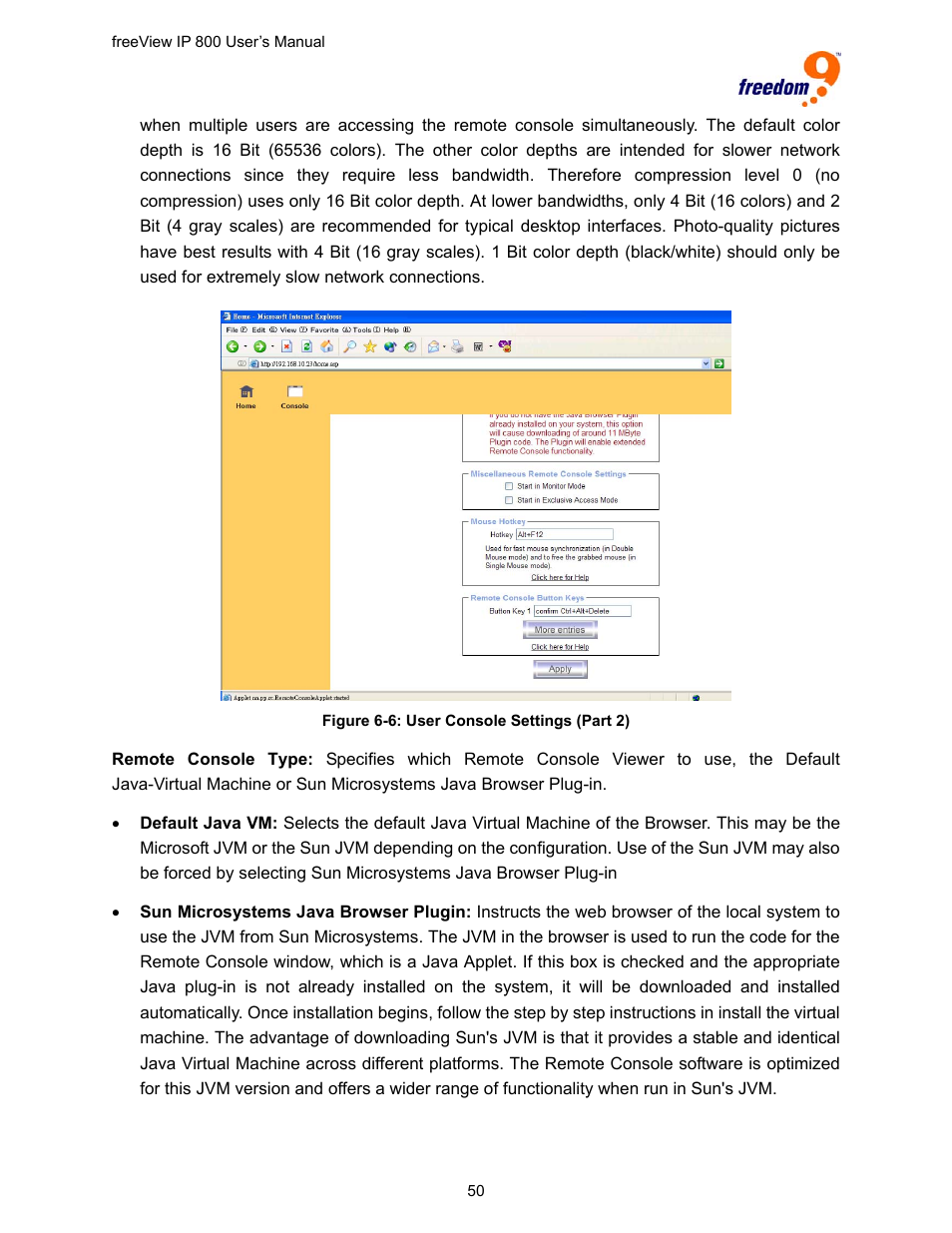 Figure 6-6: user console settings (part 2) | Freedom9 IP 800 User Manual | Page 52 / 79