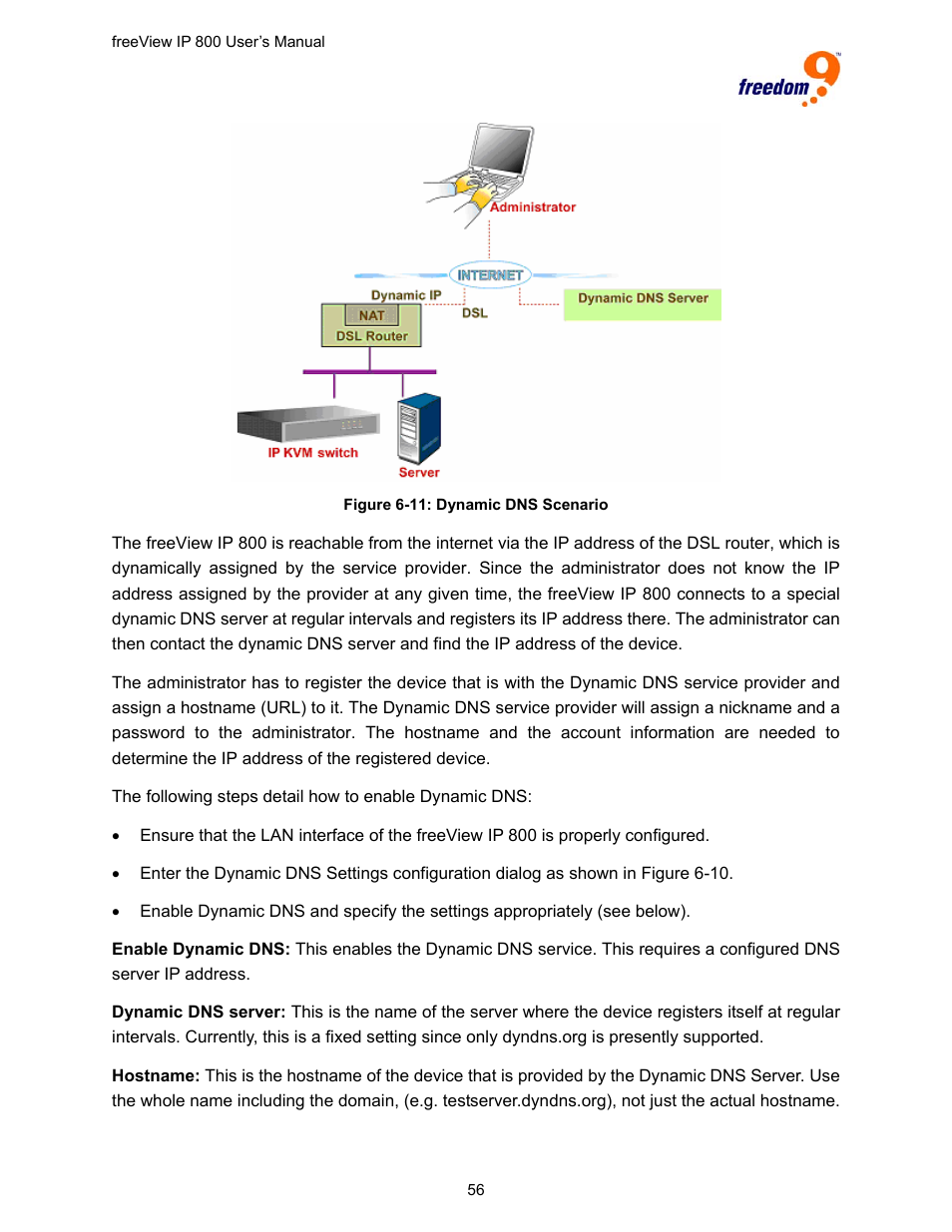 Figure 6-11: dynamic dns scenario | Freedom9 IP 800 User Manual | Page 58 / 79