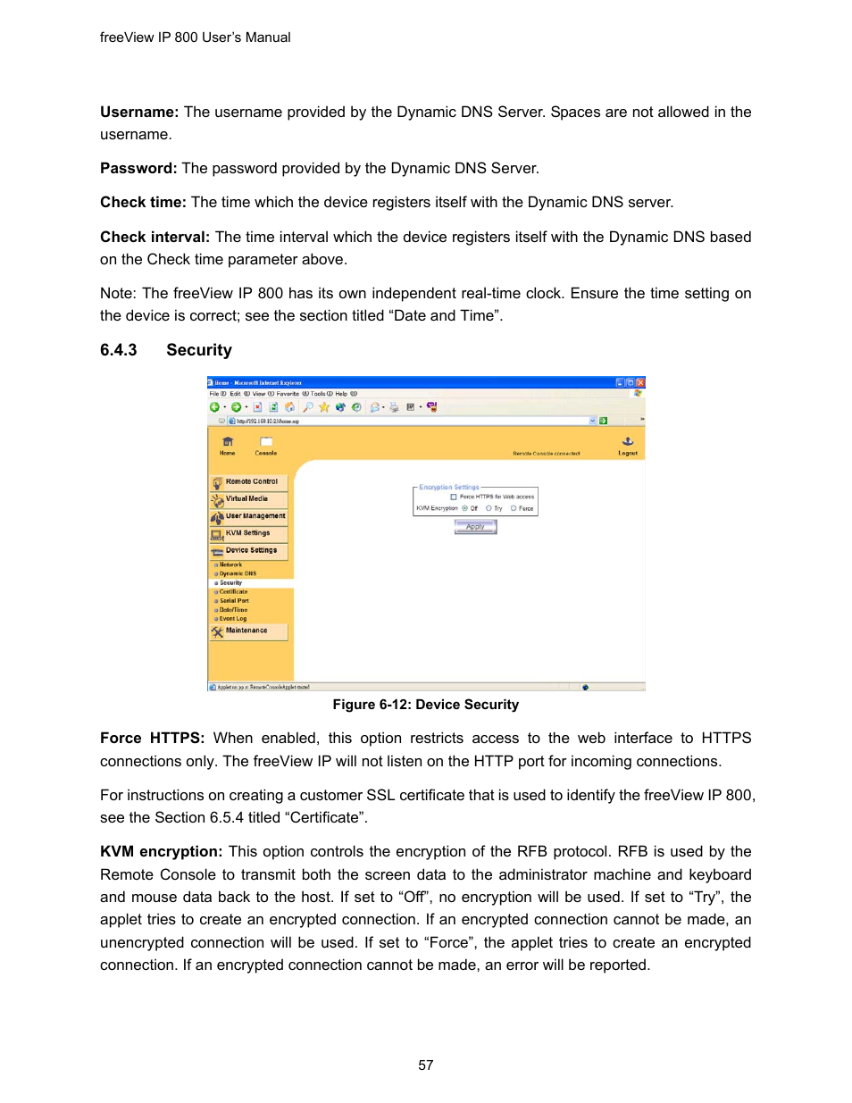 Figure 6-12: device security | Freedom9 IP 800 User Manual | Page 59 / 79