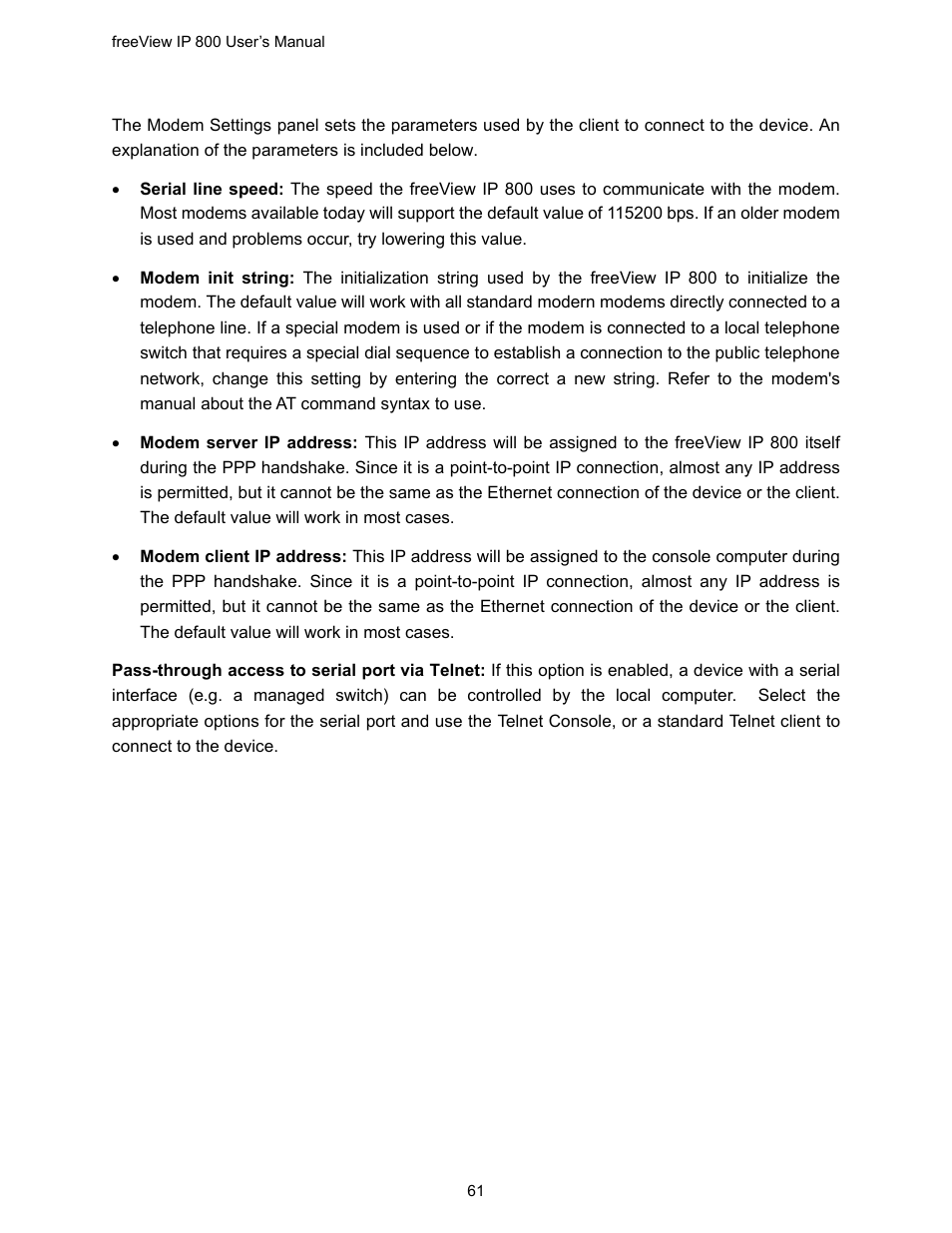 Freedom9 IP 800 User Manual | Page 63 / 79