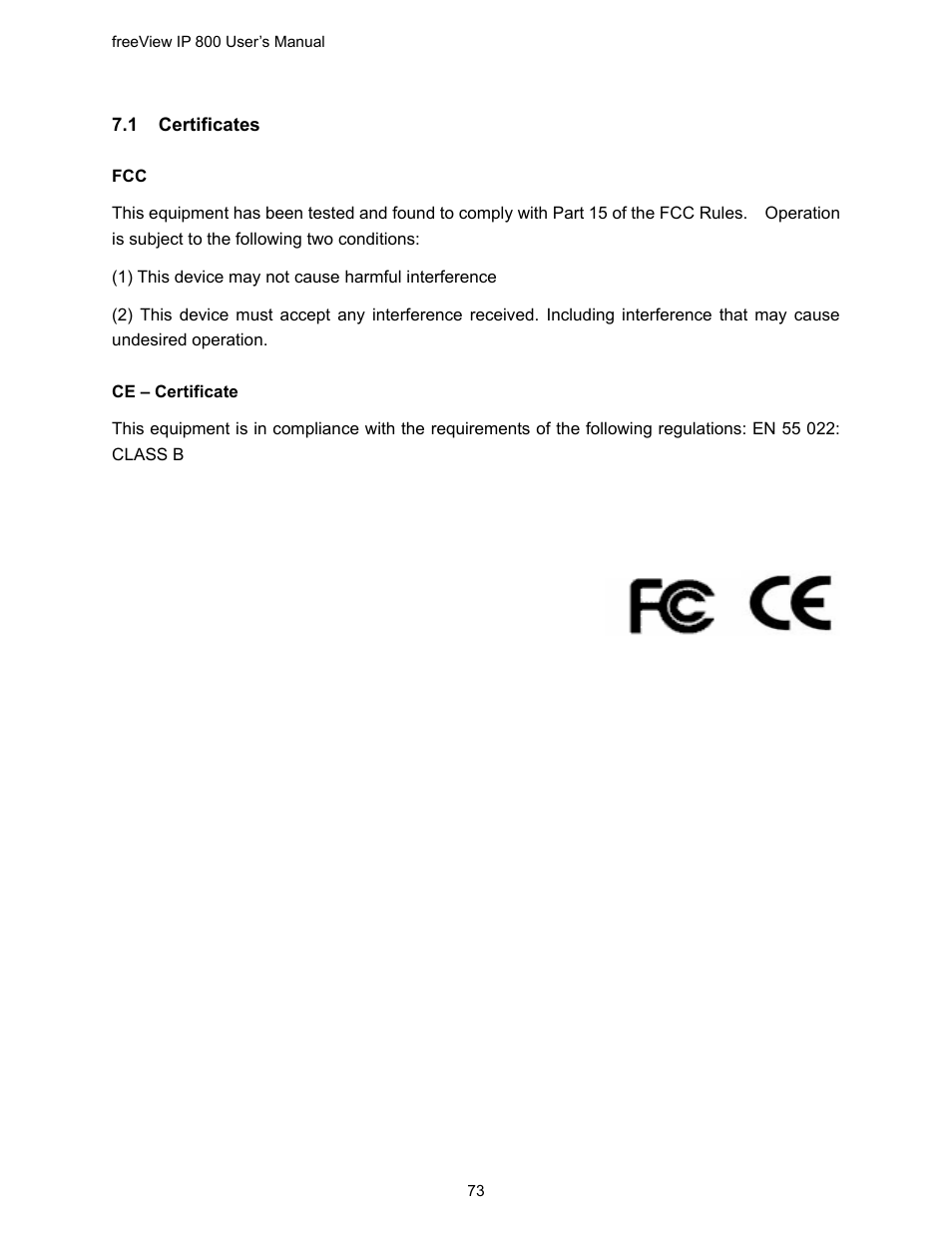 1 certificates, Ertificates | Freedom9 IP 800 User Manual | Page 75 / 79