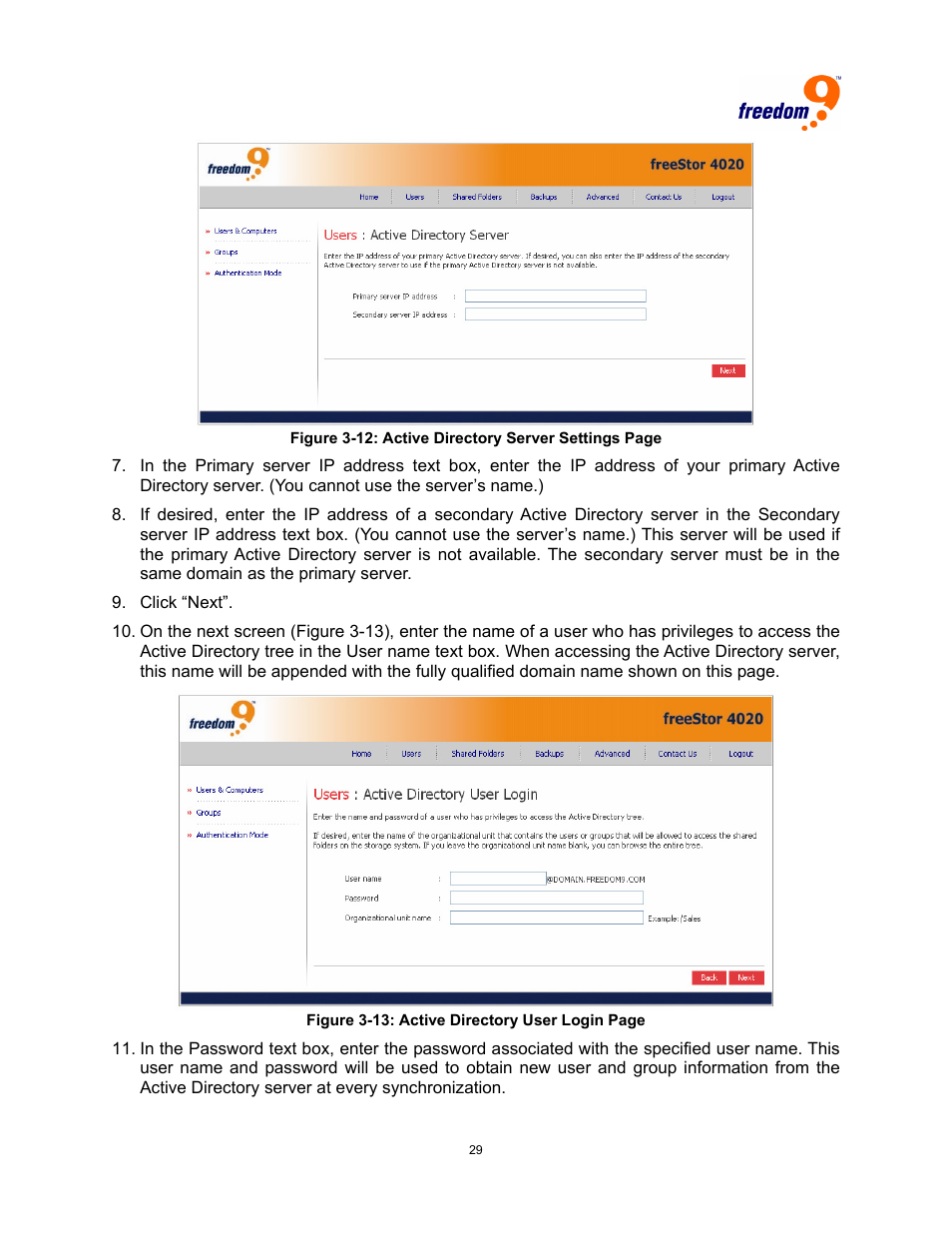 Igure, Ctive, Irectory | Erver, Ettings, Ogin | Freedom9 4020 User Manual | Page 36 / 112
