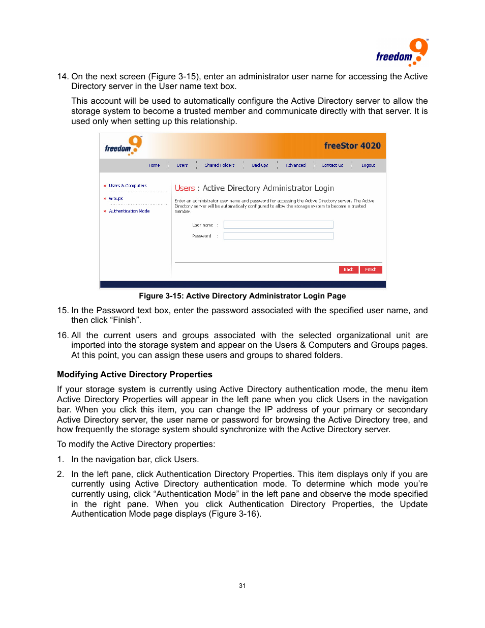 Igure, Ctive, Irectory | Dministrator, Ogin | Freedom9 4020 User Manual | Page 38 / 112