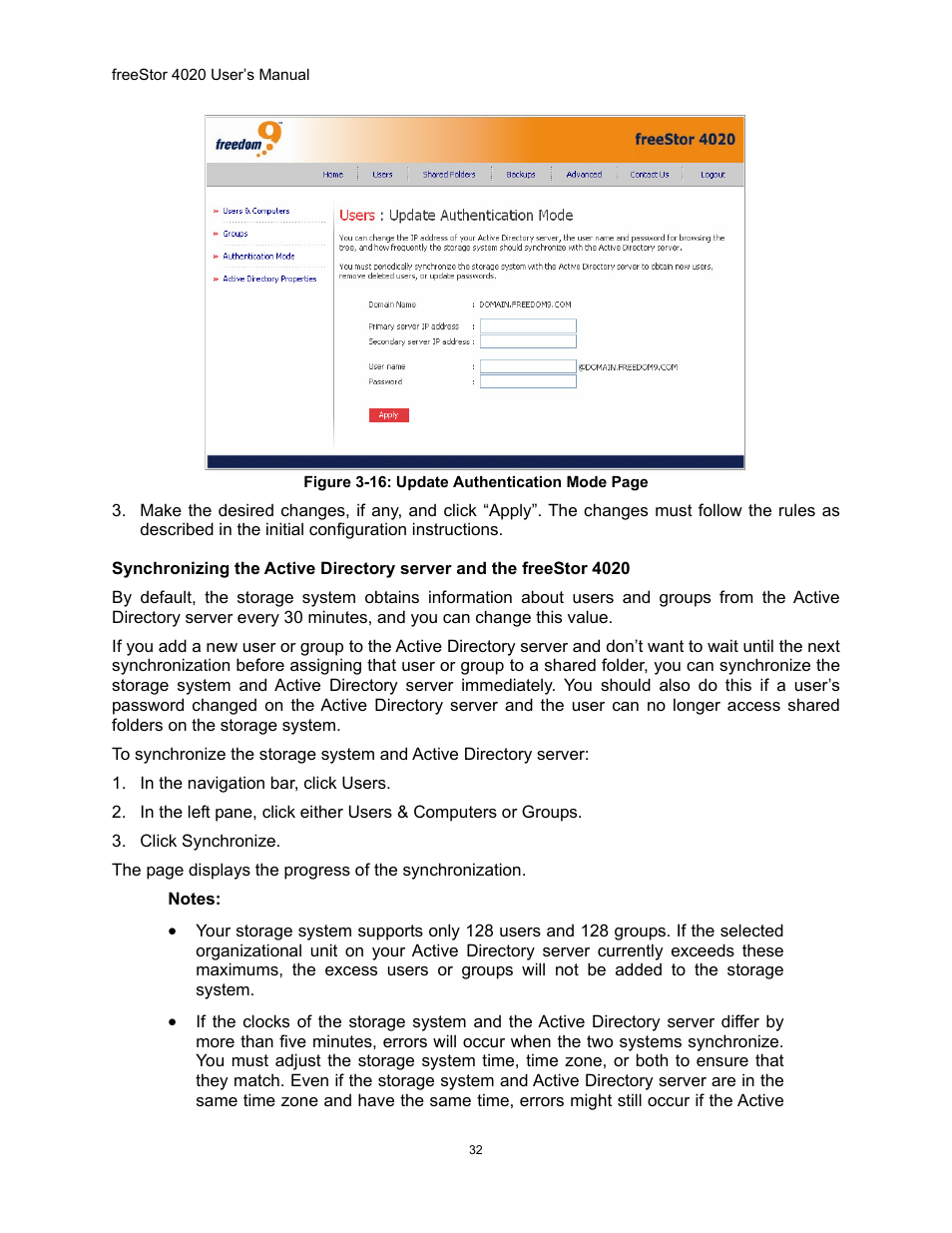 Igure, Pdate, Uthentication | Freedom9 4020 User Manual | Page 39 / 112