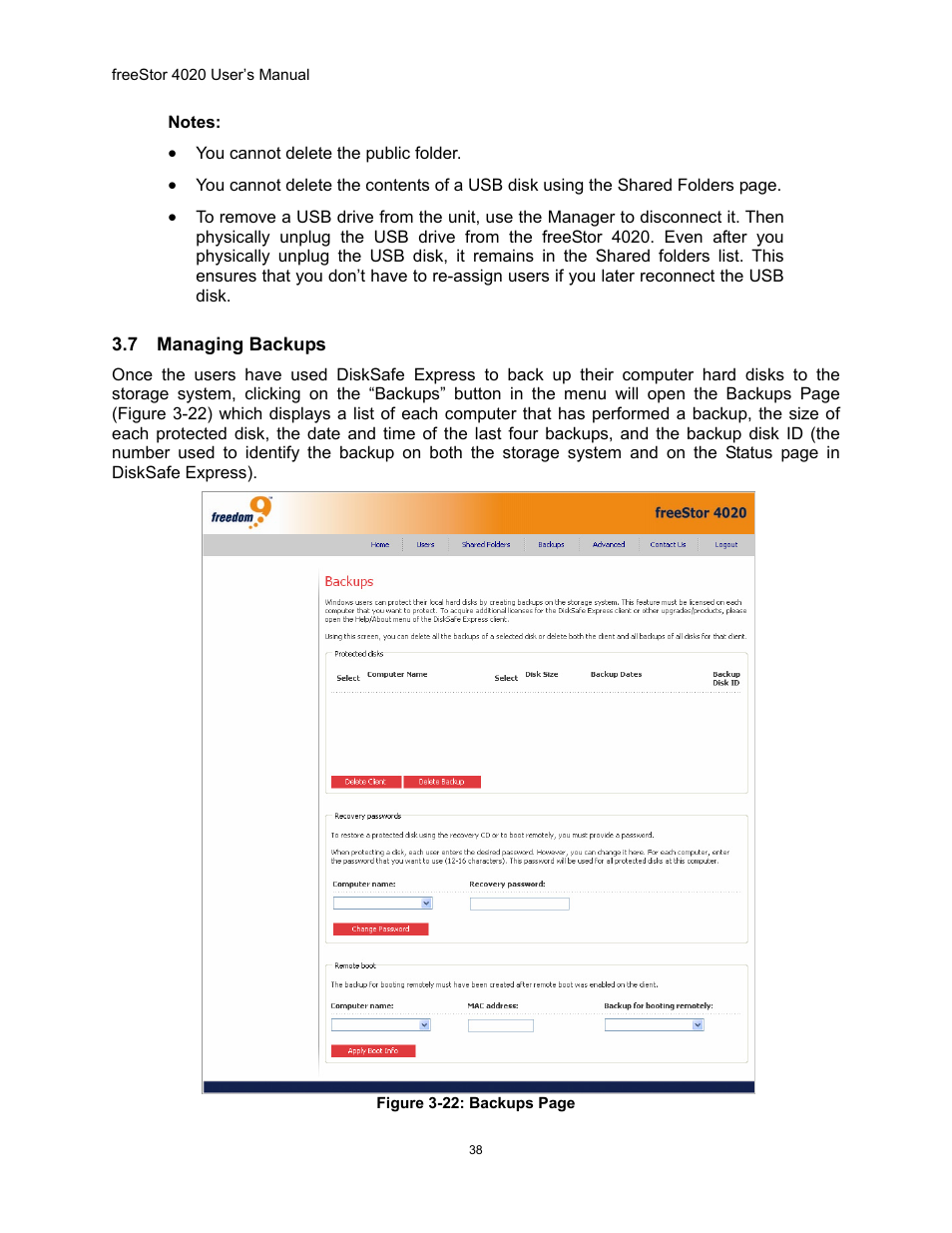 Anaging, Ackups, Igure | Freedom9 4020 User Manual | Page 45 / 112