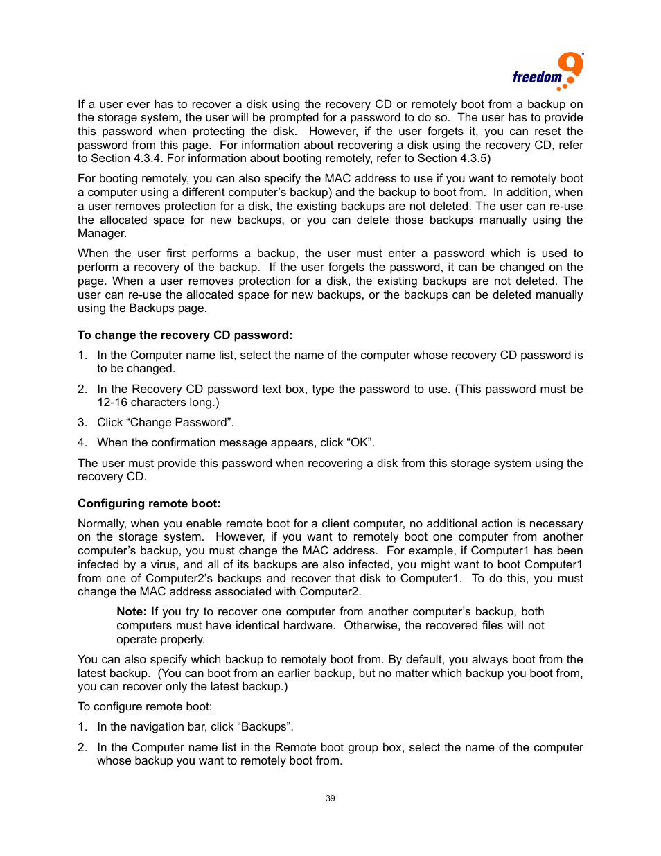 Freedom9 4020 User Manual | Page 46 / 112