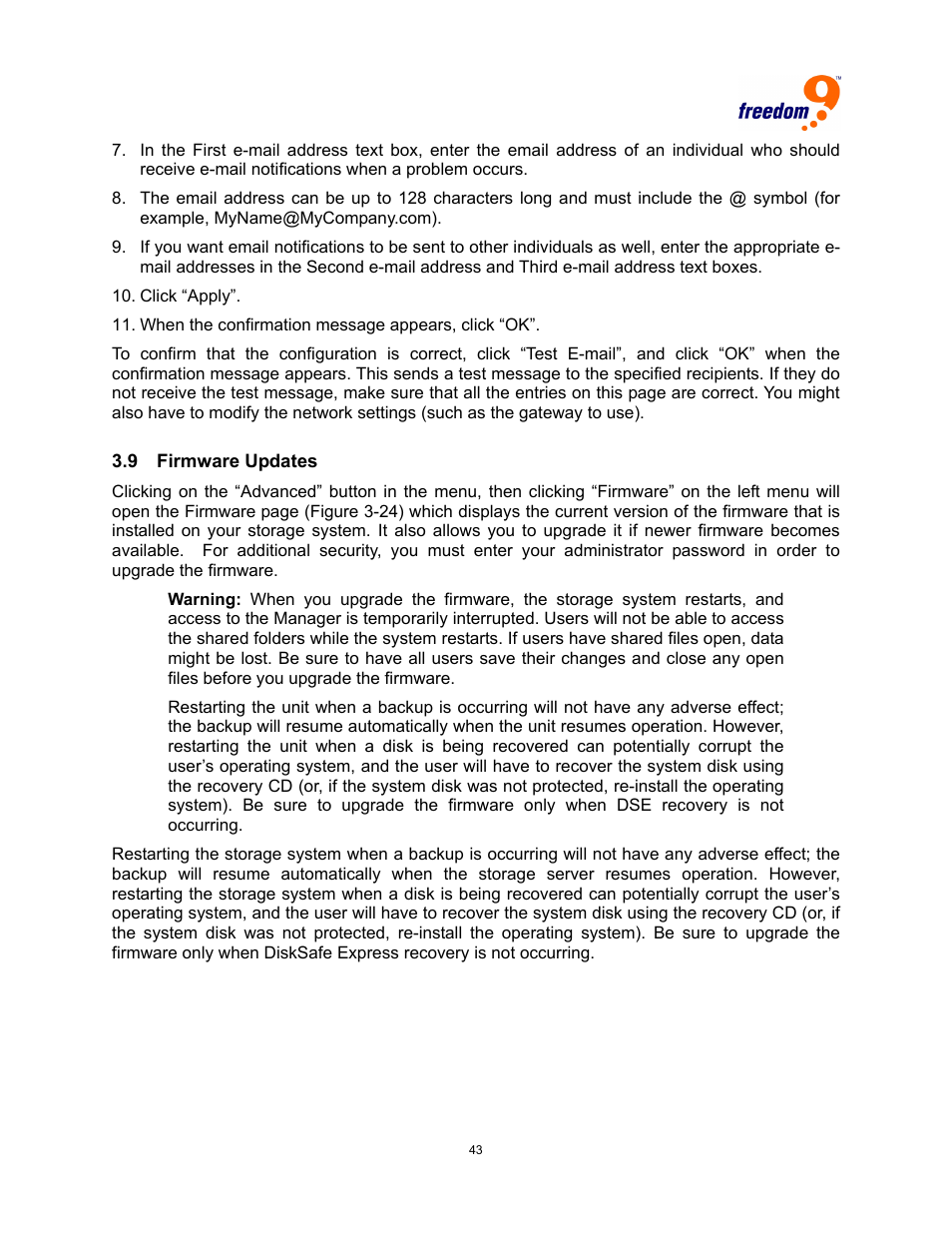 Irmware, Pdates | Freedom9 4020 User Manual | Page 50 / 112