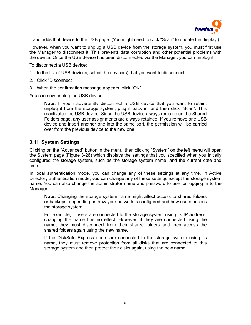 11 s, Ystem, Ettings | Freedom9 4020 User Manual | Page 52 / 112