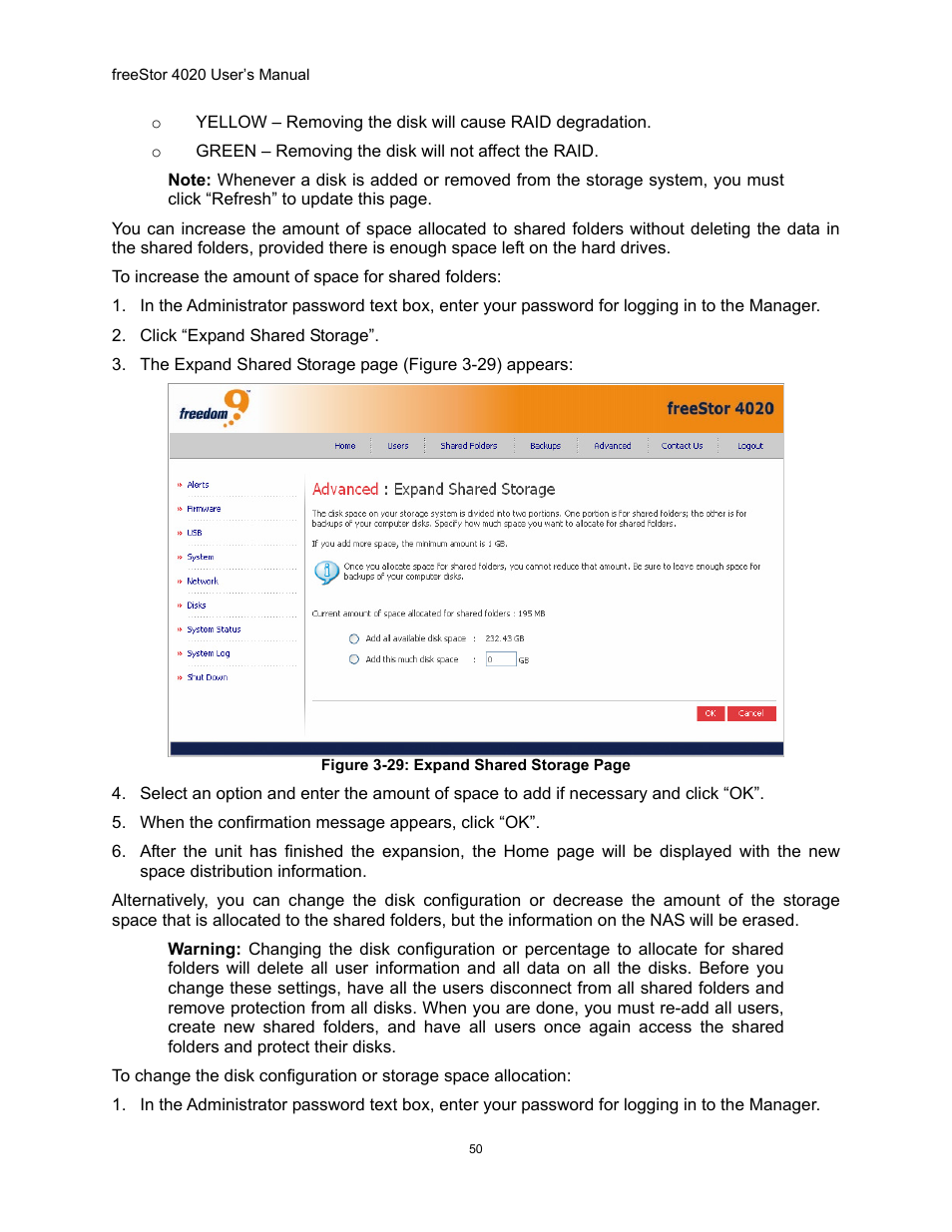 Igure, Xpand, Hared | Torage | Freedom9 4020 User Manual | Page 57 / 112