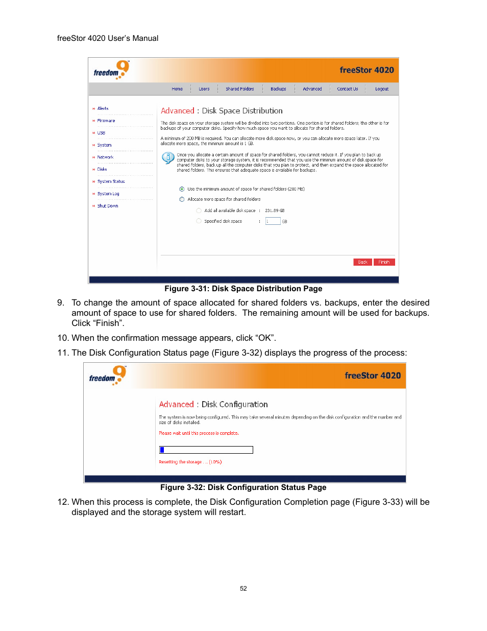 Igure, Pace, Istribution | Onfiguration, Tatus | Freedom9 4020 User Manual | Page 59 / 112