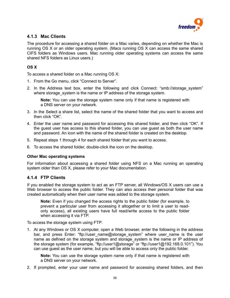 Lients, 4 ftp | Freedom9 4020 User Manual | Page 66 / 112