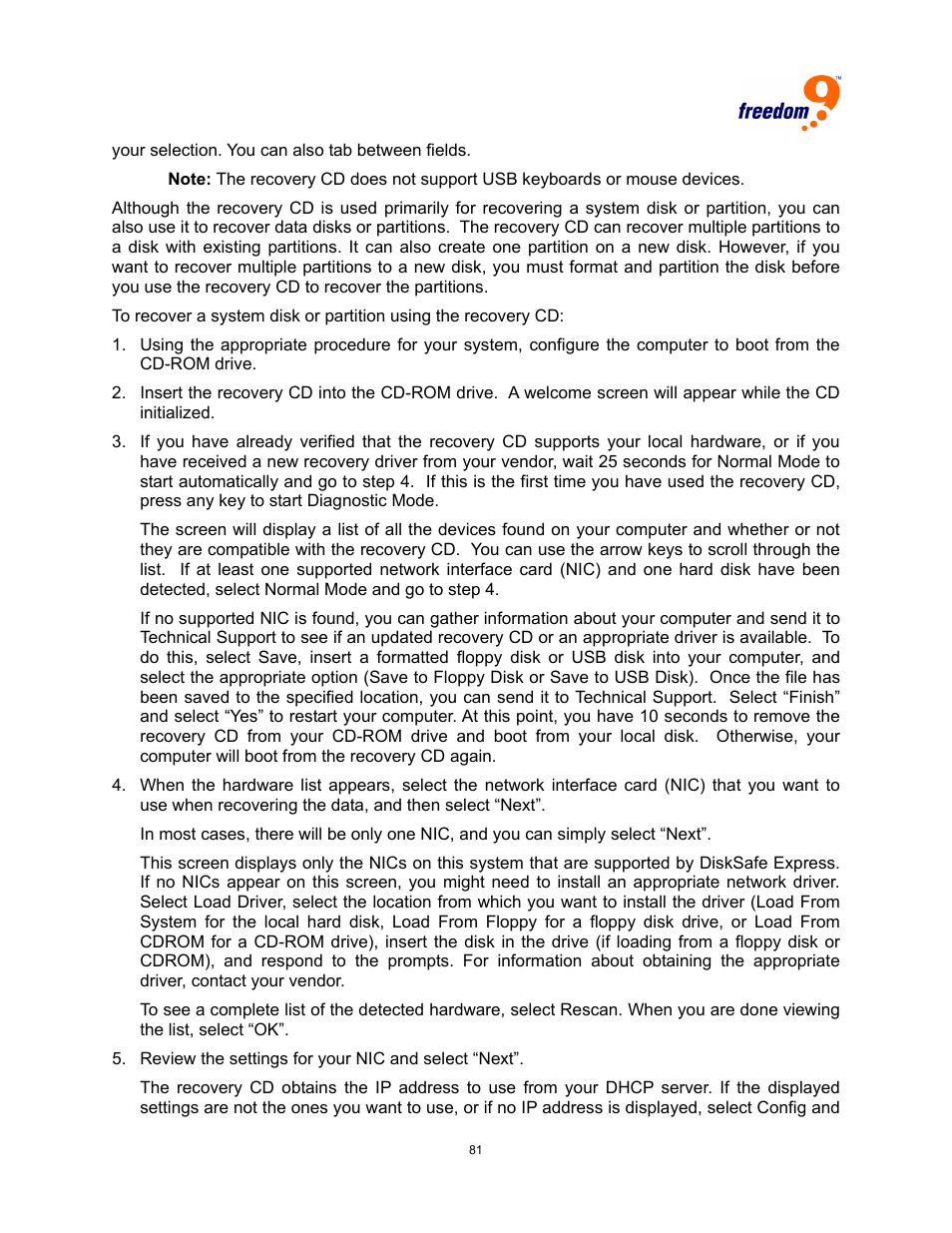 Freedom9 4020 User Manual | Page 88 / 112