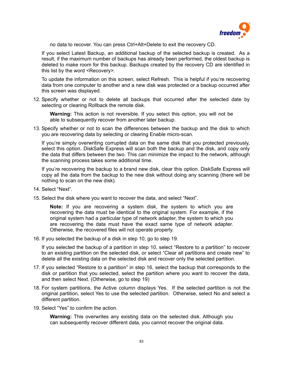 Freedom9 4020 User Manual | Page 90 / 112