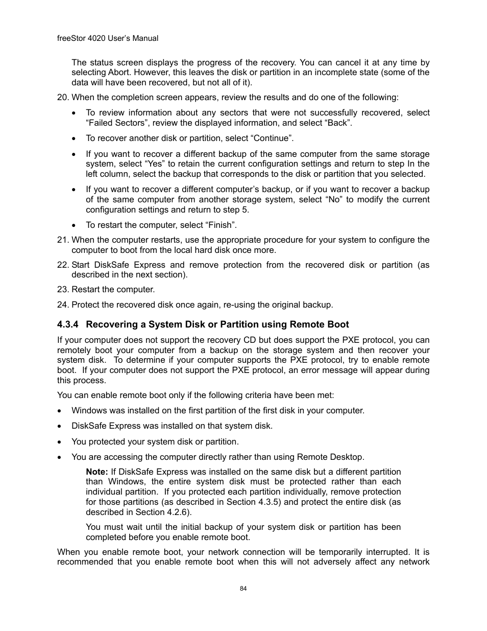 Ecovering a, Ystem, Isk or | Artition using, Emote | Freedom9 4020 User Manual | Page 91 / 112