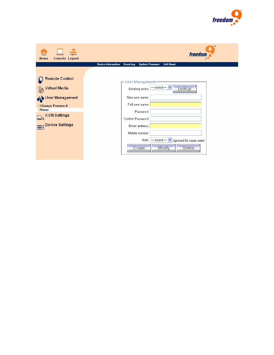 4 kvm settings, Ettings, Figure 6-21: set user | Freedom9 IP 100 User Manual | Page 54 / 81