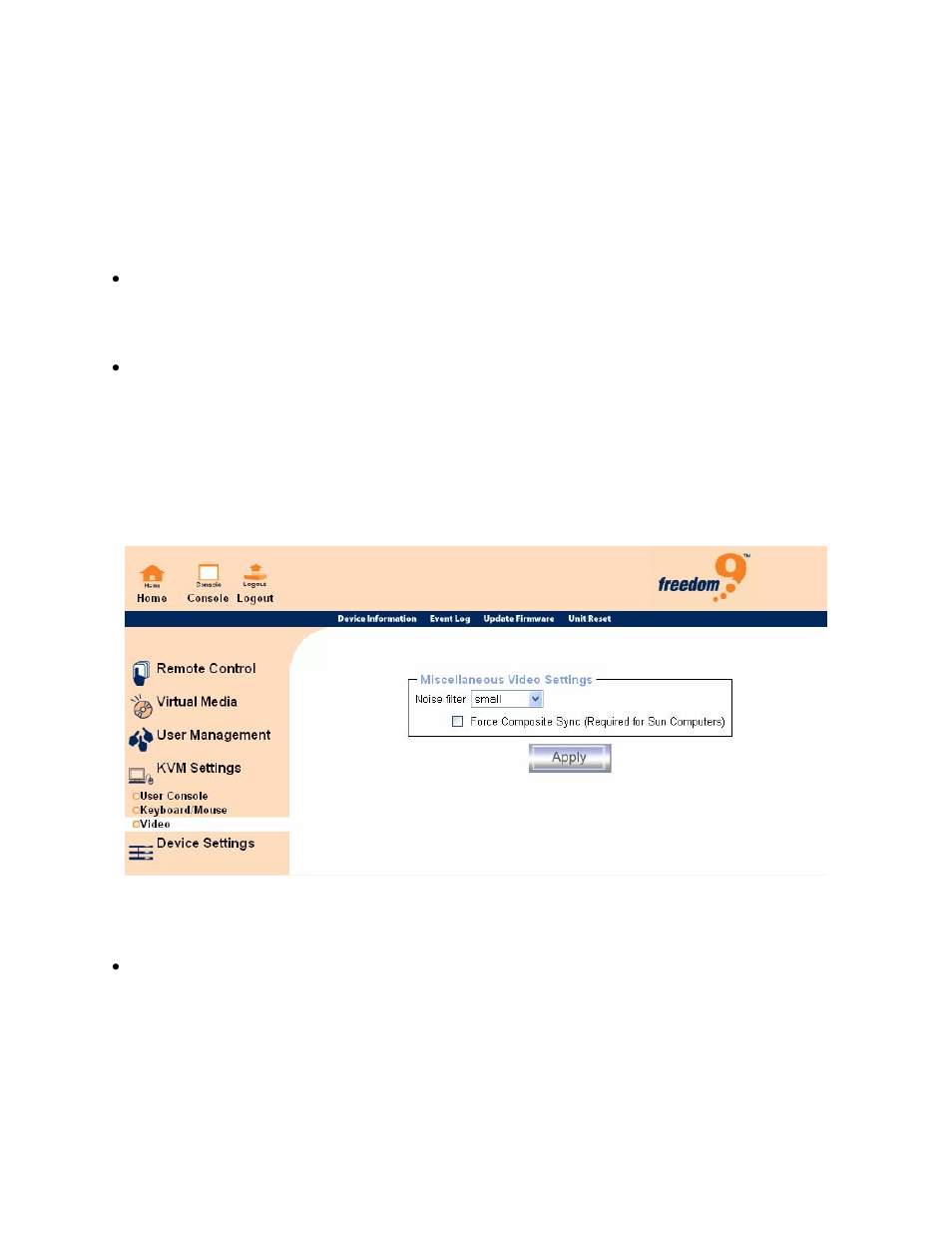 Figure 6-24: video settings | Freedom9 IP 100 User Manual | Page 59 / 81