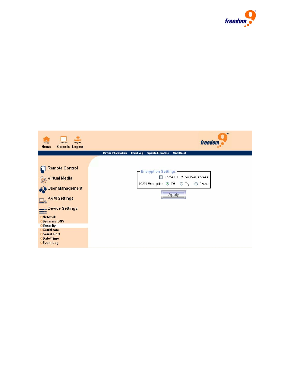 Figure 6-28: device security | Freedom9 IP 100 User Manual | Page 64 / 81