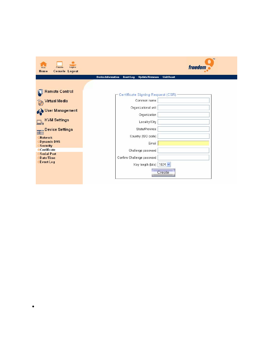 Figure 6-29: certificate settings | Freedom9 IP 100 User Manual | Page 65 / 81