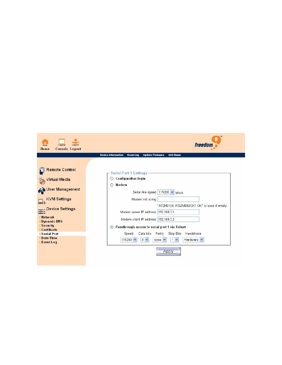 Figure 6-31: serial port | Freedom9 IP 100 User Manual | Page 67 / 81