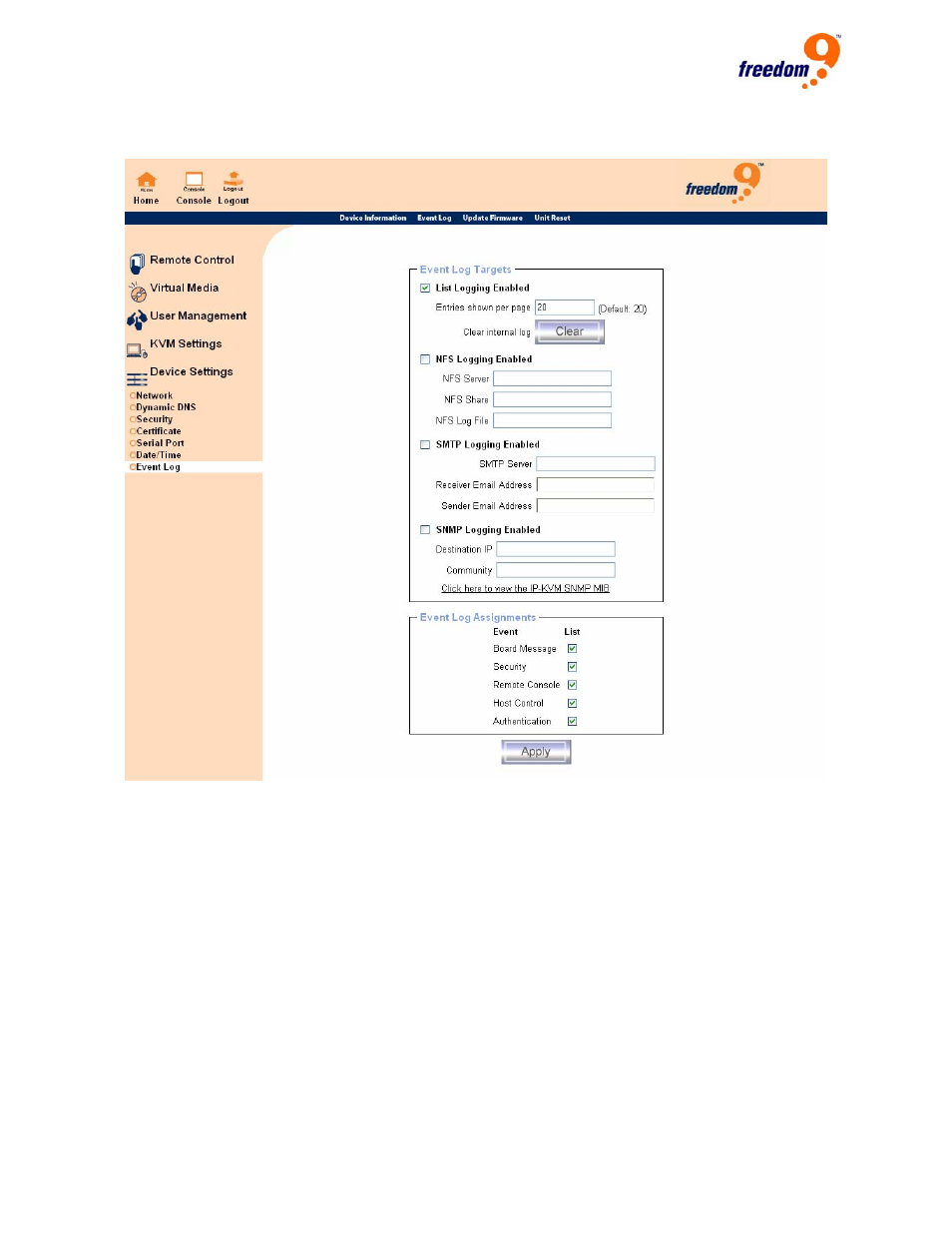 Figure 6-33: event log | Freedom9 IP 100 User Manual | Page 70 / 81