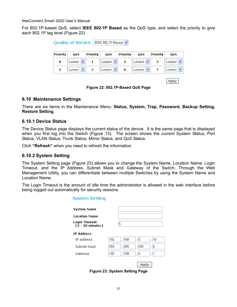 10 m, Aintenance, Ettings | Freedom9 2420 User Manual | Page 24 / 28