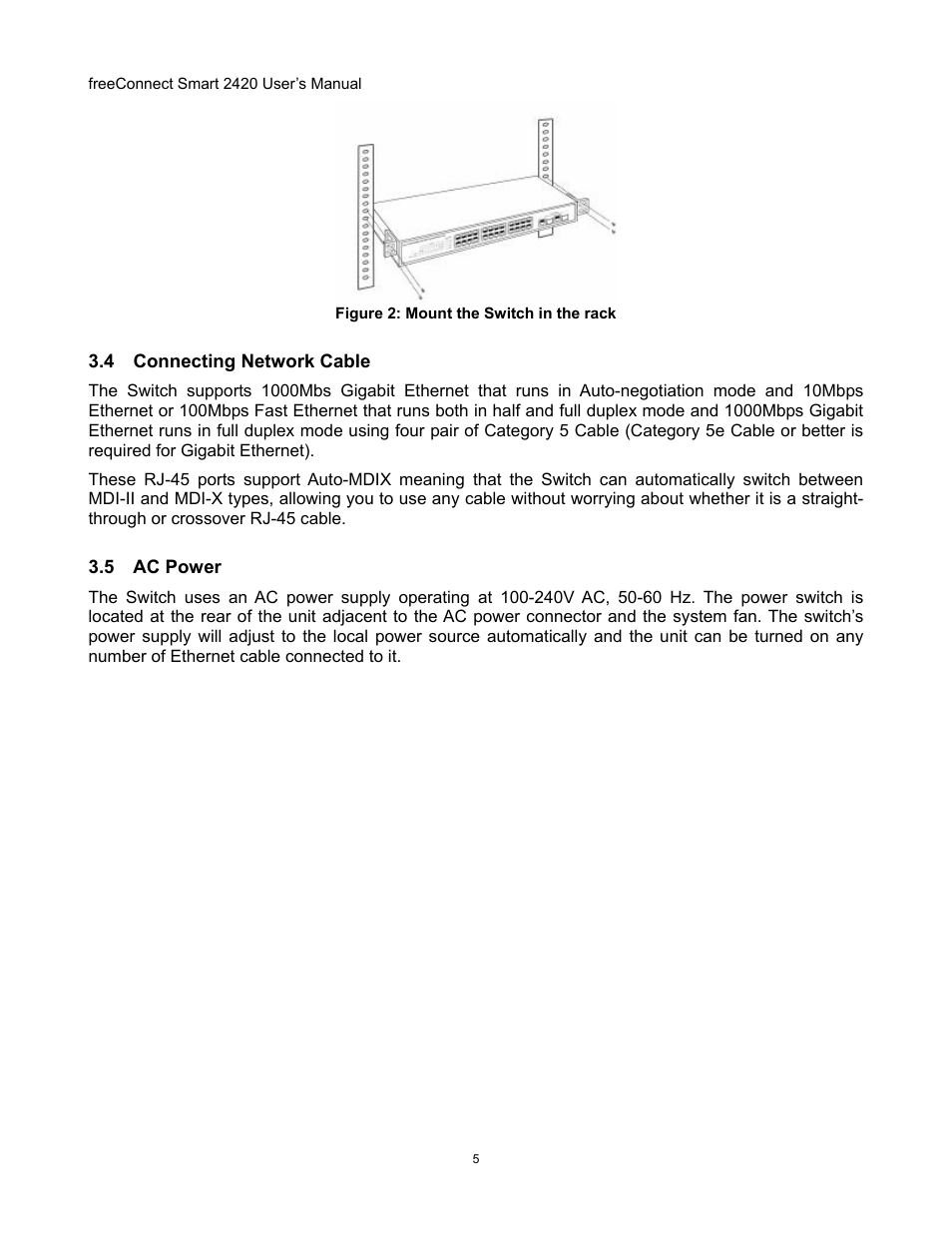 Onnecting, Etwork, Able | 5 ac, Ower | Freedom9 2420 User Manual | Page 8 / 28