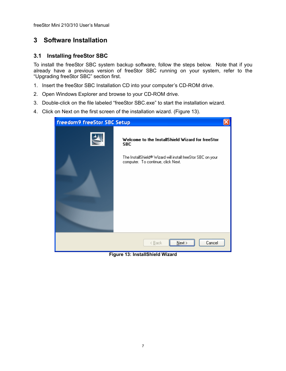 Software installation, Nstalling free, 3 software installation | Freedom9 USB User Manual | Page 10 / 67