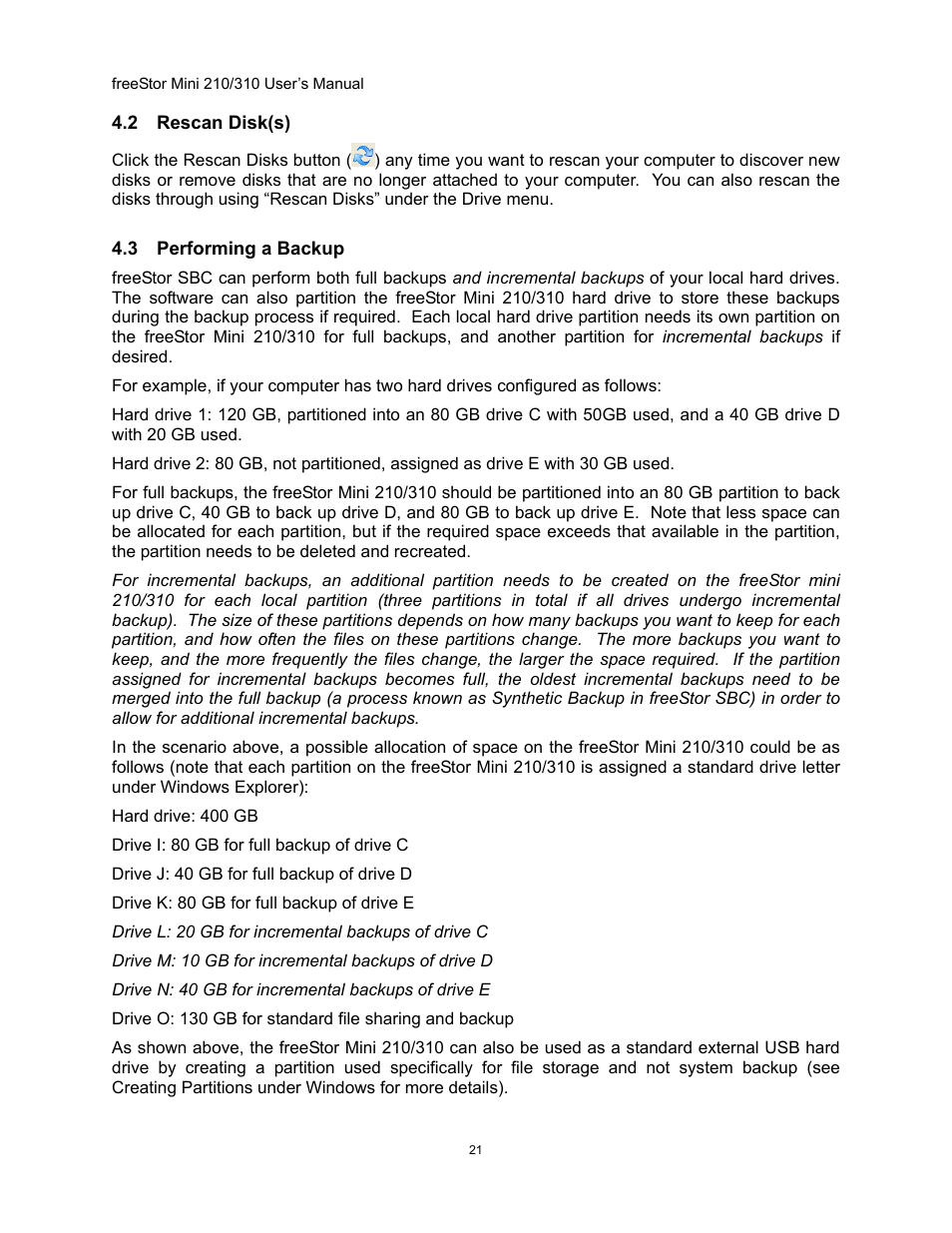 Escan, Erforming a, Ackup | Freedom9 USB User Manual | Page 24 / 67